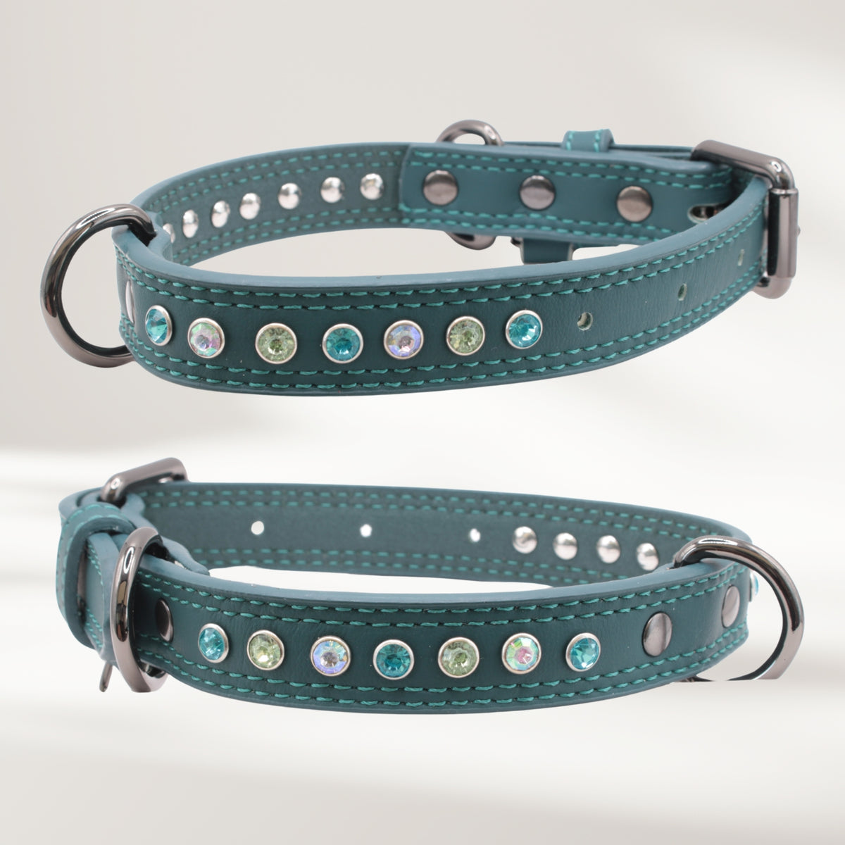 Halsband Leder petrol, Grösse M