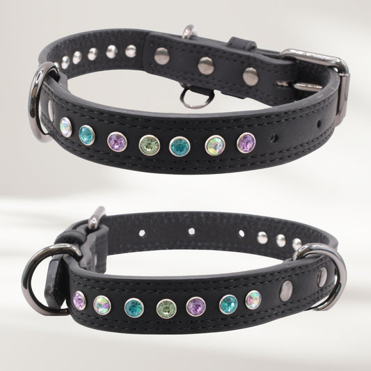 Halsband Leder schwarz, Grösse M